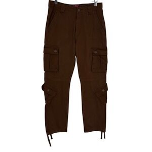 Matchstick Mens Brown Cargo Pants 32x32 Multi Pocket Utility Workwear Canvas